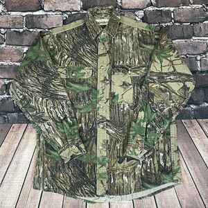Vintage 90s Gander Mountain Realtree Camo Mens Chamois Flannel Shirt Size Large